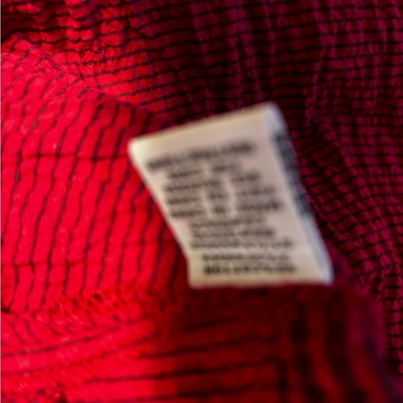 HABITAT TOP TUNIC RED BLACK PLAID HIGH LOW HEM SIZE M cotton crinkle boho - Picture 5 of 7